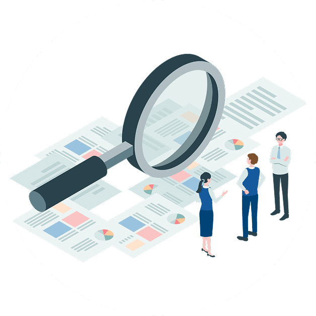 虫眼鏡で記事を見るイラスト